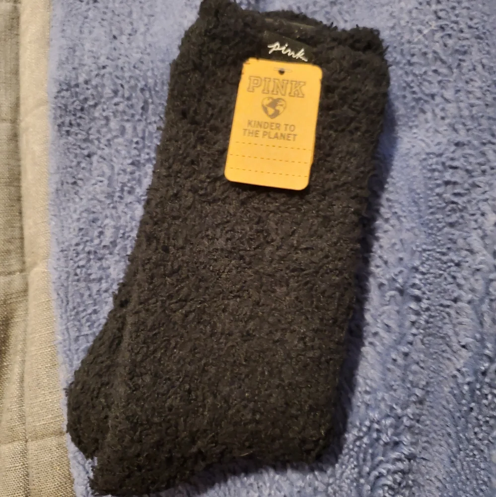PINK Victoria's Secret Black Plush Socks